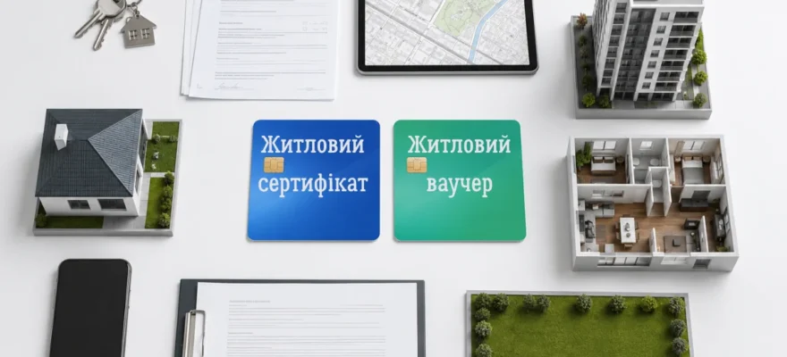 Об'ємна інфографіка з будинком, квартирою та документами